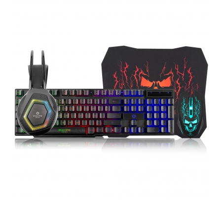 Kit Teclado Gamer LED Rainbow Enkore 4 en 1  - 1