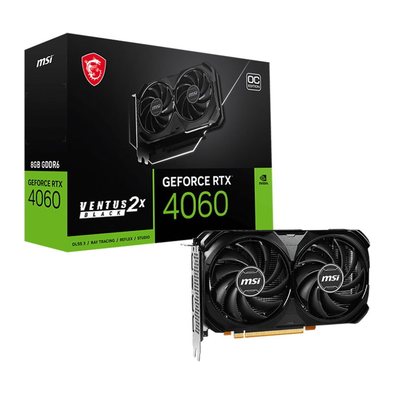 Tarjeta de video RTX 4060 MSI VENTUS 2X BLACK 8GB OC  - 1