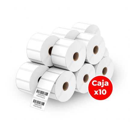 Punto de Venta - Paquete x10und Rollo 1000 Etiquetas de Papel Adhesivas 50x25mm para Codigo de Barras  - 1