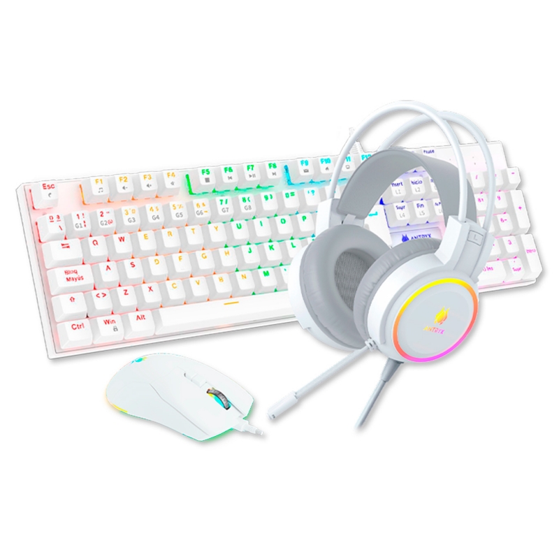 KIT GAMING TECLADO MECANICO  MOUSE ANTRYX GC-3100 WHITE  - 1