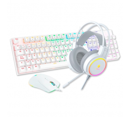 KIT GAMING TECLADO MECANICO  MOUSE ANTRYX GC-3100 WHITE  - 1
